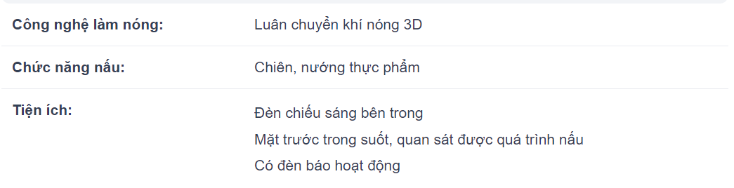 Công nghệ nấu và tiện ích