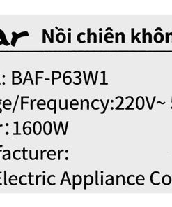 Nồi chiên không dầu Bear BAF-P63W1 6 lít